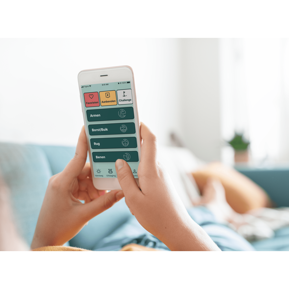 A Child laying down on the couch with new Physiapp for teens 