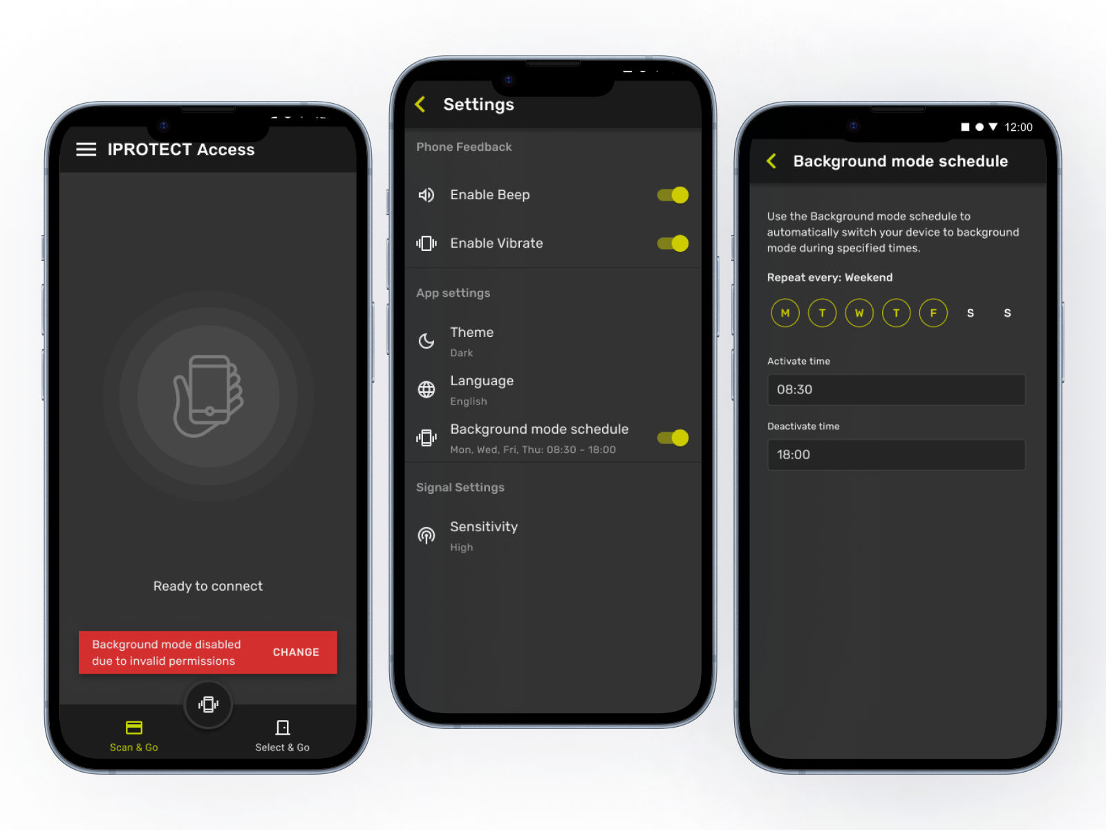 Screenshot of IPROTECT Access Mobile App